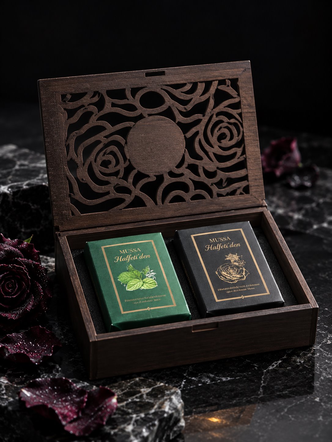 Bergamot ve karagül temalı iki kutulu MUSSA hediye seti